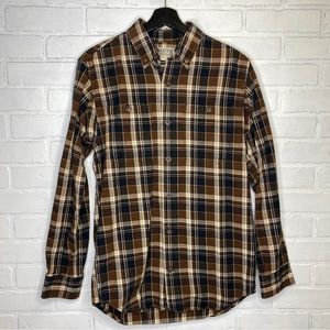 Duluth Trading Co Shirt Mens Small Free Swingin Flannel Plaid Trim Fit 64507